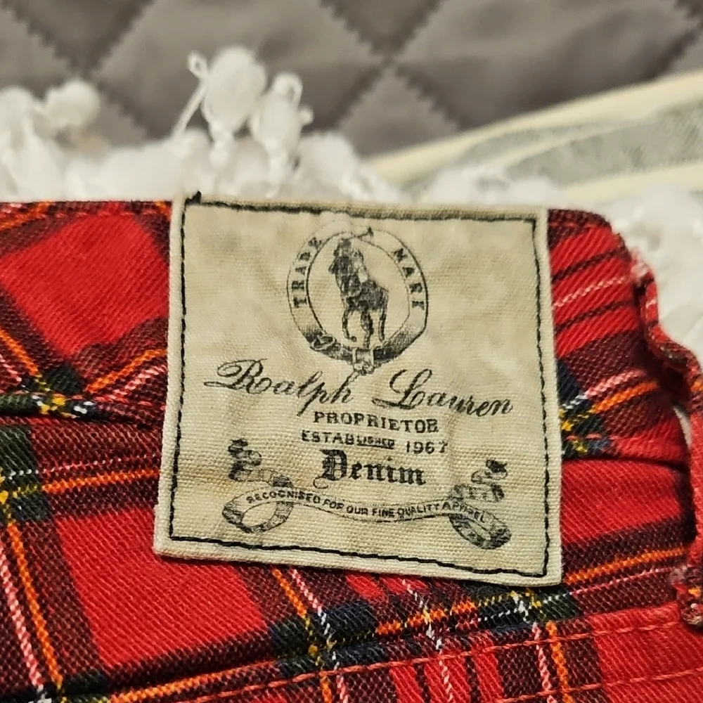 Ralph Lauren Girls Red Plaid Stretch Jeans
